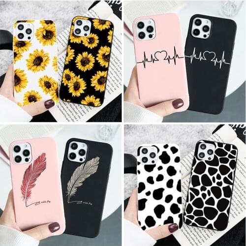 Feather Daisy Soft TPU Case For iPhone 12 Pro Mini XR 10 X XS Max 7 8 6 6S Plus SE 2 Cover For iPhone 11 Pro Max Case Capa Funda