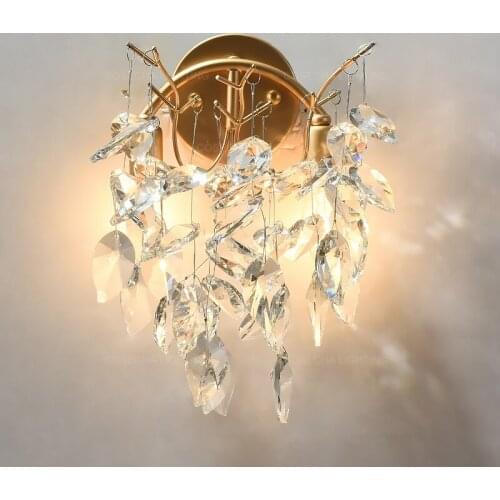 Gold crystal wall sconce luxury european style wall lamp creative italian wall lights in stairs hallway living room bedside lamp