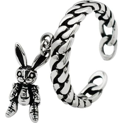 New Arrival 925 Sterling Silver Sweet Lovely Rabbit Animal Ladies Party Ring Jewelry Promotion Gift For Women Girlfriend
