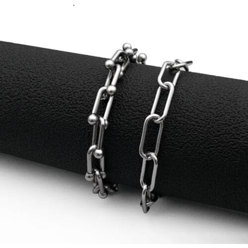 Charm 7MM 9MM Long U Tube Men Bracelet Pave Braided Silver Color Bead Cuban Link Chain Bracelet for Men Jewelry Gift 22cm