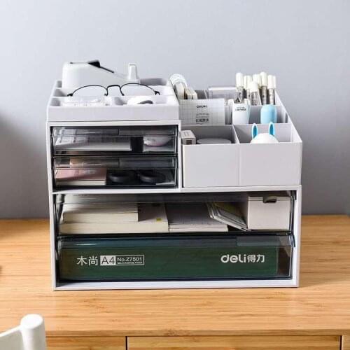 Office desktop storage box multi-function storage box multi-layer file stationery drawer type plastic finishing box