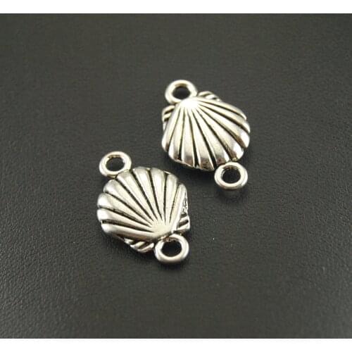 20pcs Silver Color Plated Charms Pendants Fit Jewelry diy Alloy Shell Connector 15x24mm A359