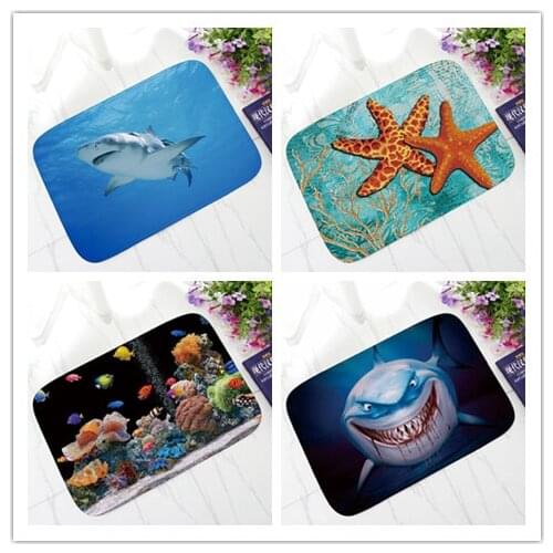 Underwater World Doormat Entrance Door Mat Water-absorbing Anti-slip Bathroom Rug Flannel Decoration Floor Mats