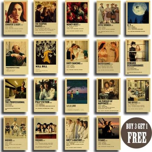 35 Types of Classic Movie Posters Film Details Dirty Dancing Outer Banks Kill Bill Retro Poster Art Painting Room Bar Cafe Decor