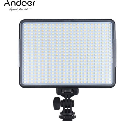 Andoer W500 Professional Dimmable LED Video Light Fill Light Bi-Color Temperature for Portrait Wedding Photography Interview
