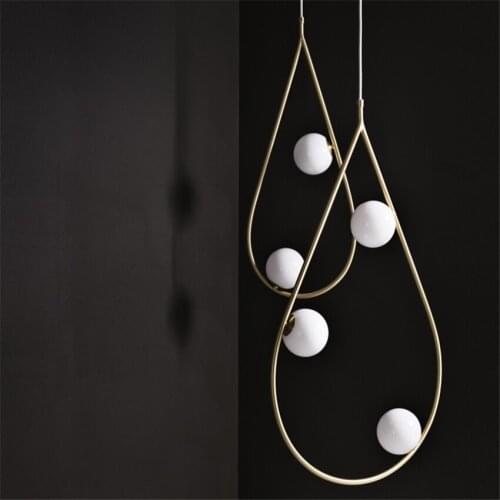 Simple Brass Droplets Ball Glass Pendant Lights G9 Modern Living Room Hanging Lights Restaurant Bedroom Kitchen Lamp Lighting