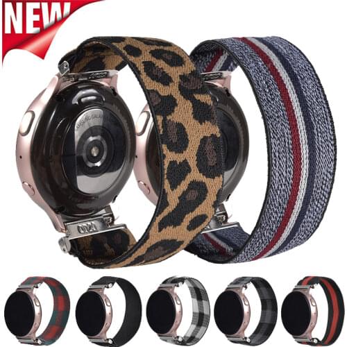 20/22mm Elastic Nylon Loop Strap for Amazfit Bip Samsung Galaxy watch 3 41 45mm bands for gear s3 Frontier/Classic Active 2 band