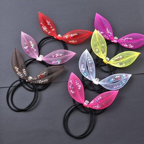 New Girls Elastic Hair Bands Rabbit Ears Rubber band Hair Accessories Children Cute Ponytail Fixed Headband Fashion Scrunchie