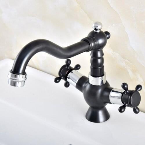 Black Oil Rubbed Bronze Polished Chrome Brass Kitchen Wet Bar Bathroom Sink Faucet Swivel Spout Mixer Tap Single Hole mnf491