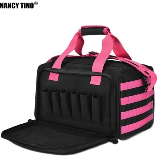 NANCY TINO Hunting Bags Molle System Hunting Accessory Tactical Gun Shooting Range Bag Pistol Training Pink Camping 600D Nylon