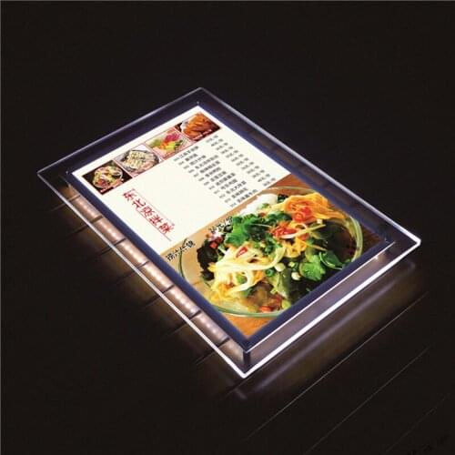 Super Slim A2 Acrylic Frame Restaurant LED Edge-lit Menu Boards Wall Mounted