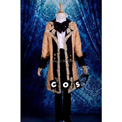 Light orange lace VOCALOID cosplay medieval mens jacket Renaissance lace Gown king costume