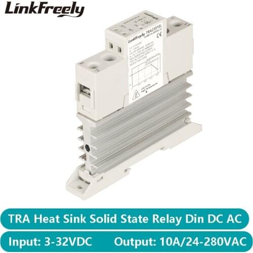 TRA23D10L Intelligent Automation SSR Solid State Relay Din Rail DC AC 10A 24-280VAC Out 3V 5V 12V 24V 32VDC In Start Relay Board