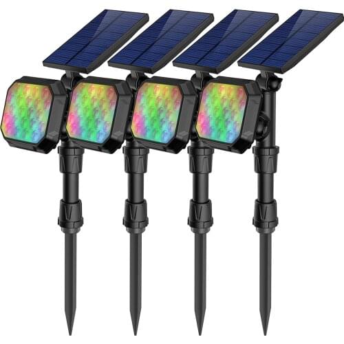 Solar Spotlights Outdoor 4 Pack Colored Spot Lights LED Bright Flood Lights for Garden Lawn Walkway Pathway Yard Driveway Pool