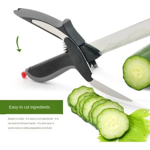 VIP - 2-in-1 Utility Knife Stainless Steel Vegetable Food Supplement Fruit Scissors Kitchen Knife Food Cutting Board