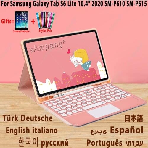 Magic Keyboard Case for Samsung Galaxy Tab S6 Lite 10.4 2020 SM-P610 SM-P615 P610 Russian Spanish Arabic Hebrew Korean Keyboard