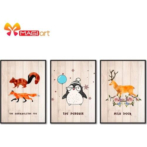 Cross stitch kits Embroidery needlework sets 11CT water soluble canvas patterns 14CT Cartoon Style cute animals-NCMC013