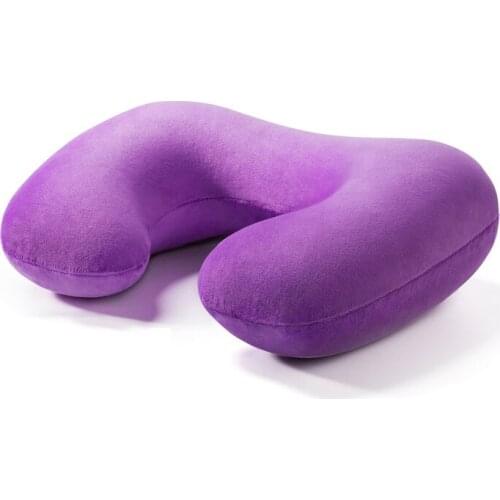 YOUGLE Air Inflatable U-Shaped Pillow Headrest Support with Eyeshade and Earplugs For Airplane Camping Hiking