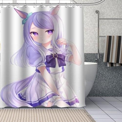 New Custom Anime Mejiro Mcqueen (Umamusume) Curtains Polyester Bathroom Waterproof Shower Curtain With Plastic Hooks More Size