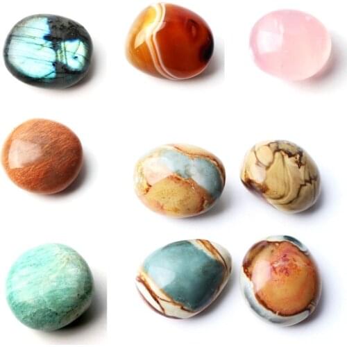 1PC Natural Crystal Labradorite Agate Amazonite Sunstone Tumbled stone Polished Palmstone Pocket stone Reiki Healing Gift