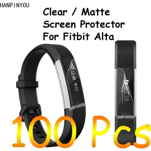 100 Pcs For Fitbit Alta Smart Wristband HD Clear / Anti-Glare Matte Screen Protector Protective Film Guard With Cleaning Cloth