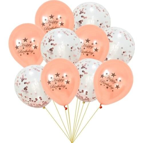 20pcs Black Gold Pink Printing Birthday Latex Balloons Set Anniversary Party Decoration Sequined Confetti Ball Suit Supplies