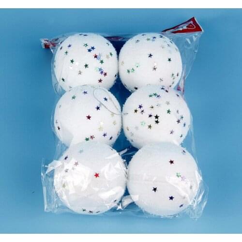 6PCS Christmas Decoration White Foam Xmas Snowball Pendant DIY Party Supplies