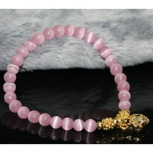 9 style bracelet blue purple white pink cat eye stone opal crystal round beads 6mm 8mm strand bangle women jewelry 7.5inch B2111