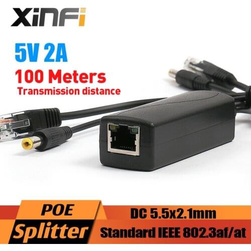 48V to 5V Active PoE Splitter Adapter 12W Injector Connector IEEE802.3af 10/100Mbps For IP Cameras VoIP Phone AP 5V/2A Output