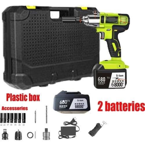 Cordless Electric Wrench Impact Driver Socket Wrench two Battery Hand Drill Installation Power Tools