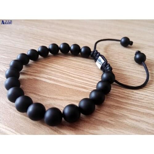 Ailatu Jewelry 10 Pieces 8 mm Natural Matte Onyx Stone Beads Macrame Macrame Lucky Bracelet