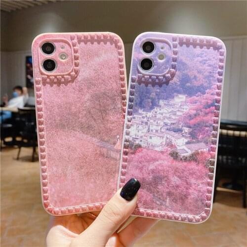 Pink Love Heart Shockproof Soft TPU Back Cover Texture Phone Case For iPhone 12 Mini 11 Pro Max X XR XS Max 7 8 Plus SE 2020