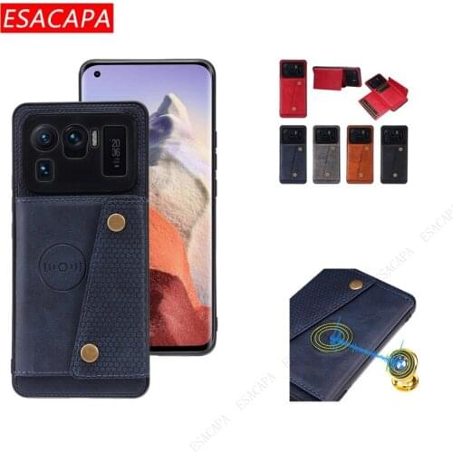 Business Magnetic Wallet Card Slot Holder Phone Case For Xiaomi 11 Ultra 11 Pro Flip PU Leather Shockproof Cover For Mi 11 Lite