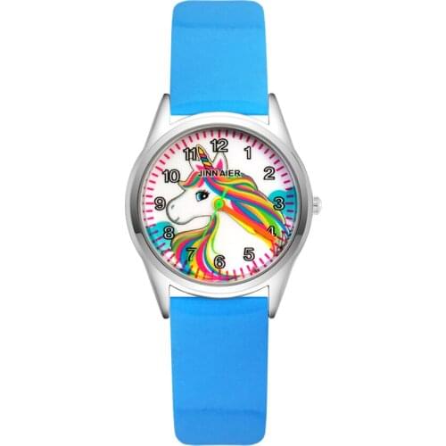 Cute Pony Girls Boys Children Watches Sport Jelly Leather Cartoon Watch New Fashion Kids Watch Xmas Gift Montre Enfant