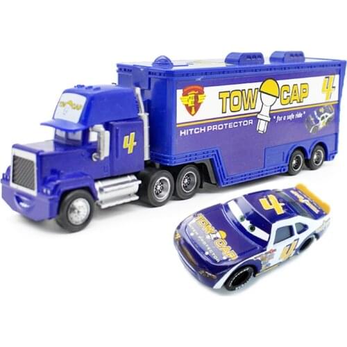 Disney Pixar Cars Lightning Mcqueen 2pcs No.4 Tow Cap Mark Truck & Racer Diecast Metal Alloy Model Toys Car For Childrens Gifts