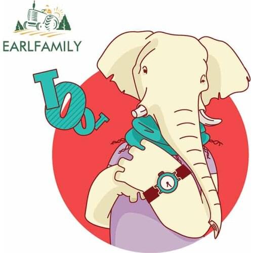 EARLFAMILY 13cm x 12.7cm For Elephant Motorcycle Car Stickers Skateboard Fine Decal Car Accessories Waterproof Cartoon Graphics