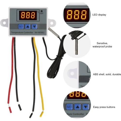 Electronic Temperature Controller Thermostat Module Temperature Control with NTC Probe -50~110 ℃ for Refrigerator 110~220V 1500W