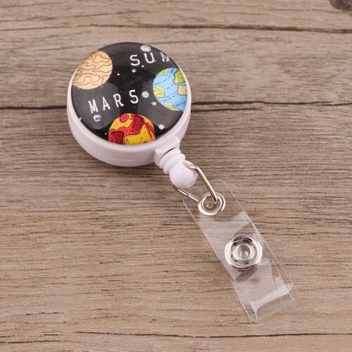 JF766 Planet Retractable Badge Nurse Holder Reel Student Nurse Exhibition ID Name Card Badge Holder Office Stationery