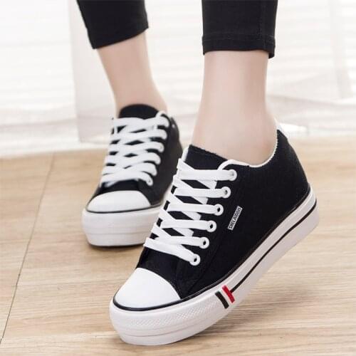 Spring Autumn Women Canvas Shoes 2020 Newest Height Increasing Female Casual Shoes Breathable Flat Platform Vulcanized Footwear