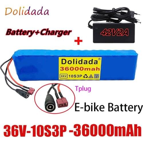 36V 36000mAh 600W 10s3p lithium battery pack 20A BMS is suitable for xiaomijia m365 Pro eBike bicycle scooter t plug + charger