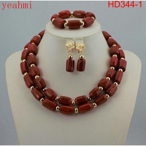 Newly Designed African Costume Jewelry Sets Real Coral Red Coral Beads Jewelry Sets Wedding Jewelry Sets Free Shipping HD344-1