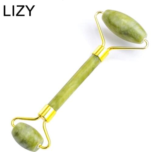 LIZY Double Heads Face Massage Roller Guasha Board Jade Stone Facial Lift Body Skin Relaxation Slimming Beauty Neck Thin Tools