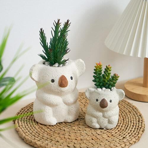 Cute Koala Plant Pot Cartoon Animal Succulent Flower Pot Creative Home Gardening Plants Potted Ceramic Flowerpot Garden Supplies
