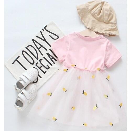 Fashion Baby girl dress Princess Lace Tulle Tutu dress pineapple print ball gown Party Dress