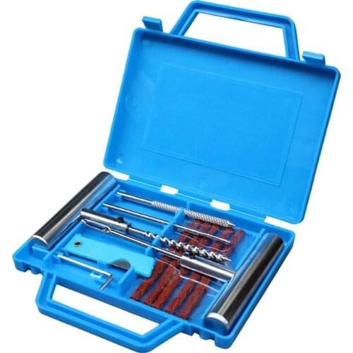 11pcs Tire Repair Kit Car Motorcycle Bike Emergency Heavy Duty Tubeless Tire Puncture Professional Repair Kit Plug Set