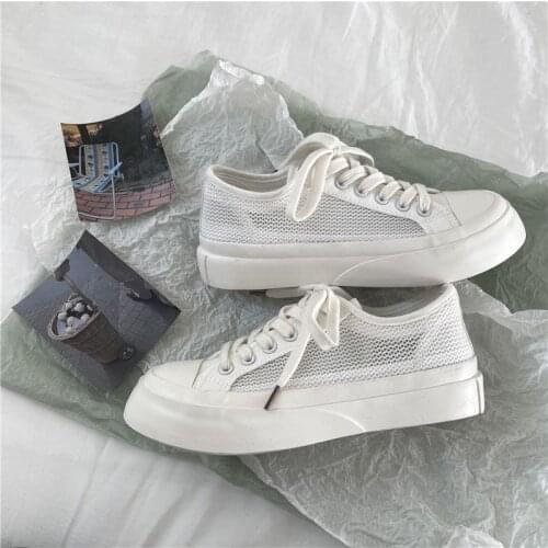 New thick-soled womens shoes ins sport style retro sneakers mesh white shoes casual sneakers