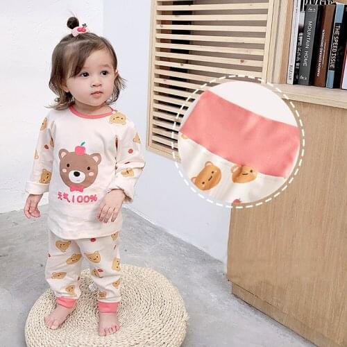 New Children Pajama Sets Baby Cartoon Long Sleeve Clothing Suit Kids Casual Set Unisex Baby Cotton Sleepwear 1-5 Years Old