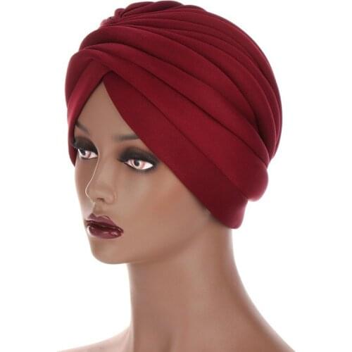 New Headwraps hats for women Solid Twist Ruffle Cotton Caps Chemo Beanies Turban Headwear Hats for Cancer
