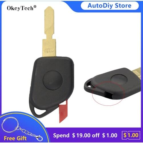 Okeytech 1 Button Transponder Remote Car Key Shell Cover Case Cover Fob For Peugeot 406 Blade Hole Key Replacement With Red Plug
