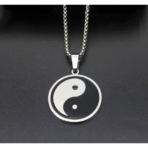 Yin Yang Charms Necklace Tibet Bagua Array Black White stainless steel Pendant Necklace Lucky Chain For Women man Jewelry